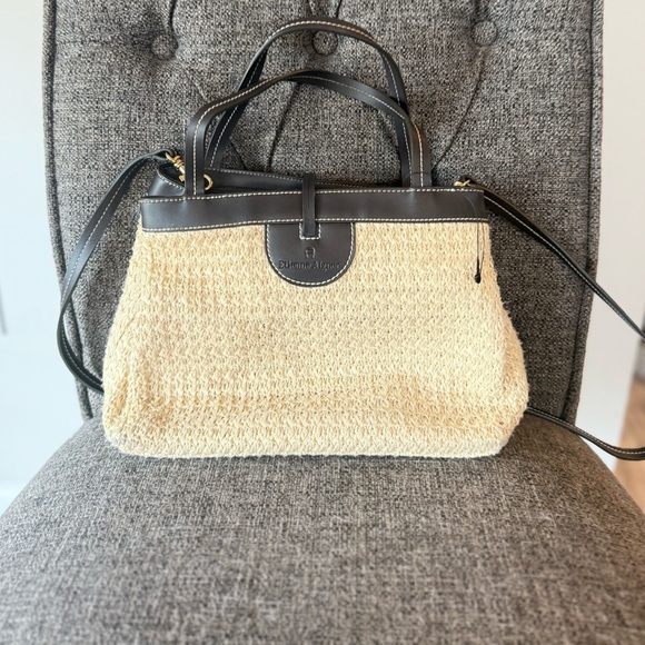 Etienne Aigner Woven Tan and brown straw vintage Shoulder Bag - Picture 1 of 7